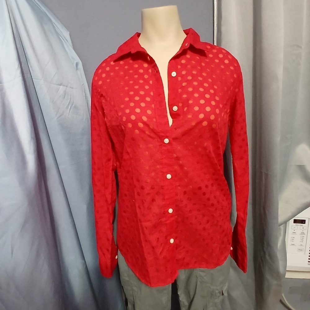 GAP Red Casual Button Down Shirt Lightweight Cotton